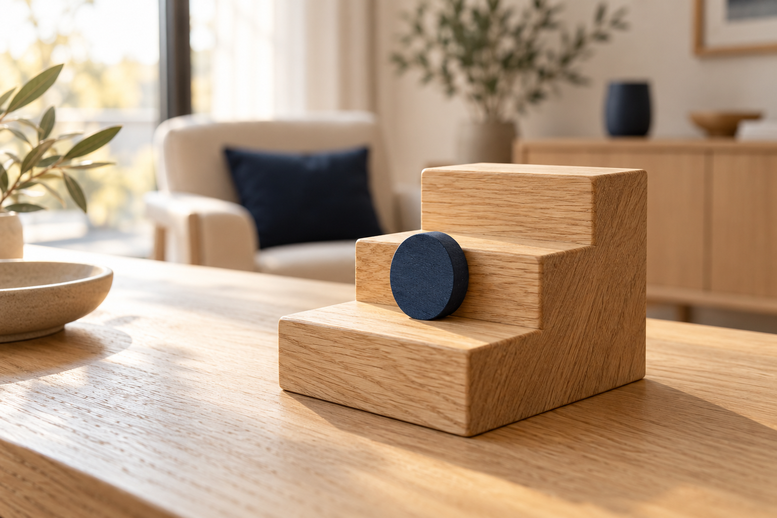 Eine kleine Holzbrücke verbindet zwei Seiten als Symbol für einen neuen Weg